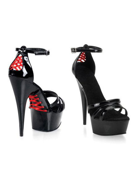 Zapatos de Fiesta | Sandalia Sexy con tacón alto 2022 Sandalias con plataforma abierta Sandalia de la correa del tobillo del dedo Sandalia negra para mujeres - ZP15136