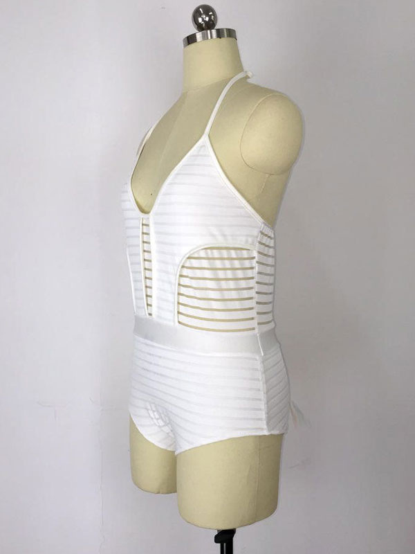 Sexy White Monokini Swimsuit Halter Women Retro Bridal Swimwear ...