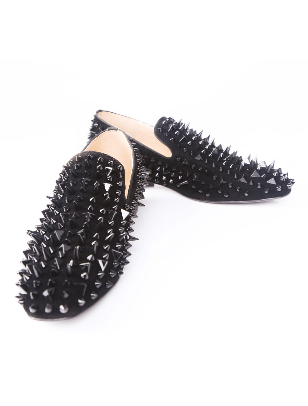 Mens Black Spike Loafers Prom Shoes 