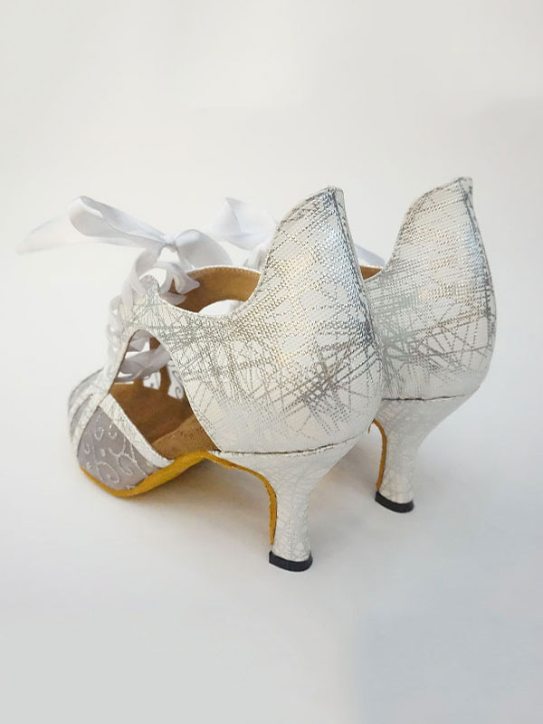 Gold Dance Shoes Peep Toe Lace Up Latin Dancing Shoes Ballroom Dance