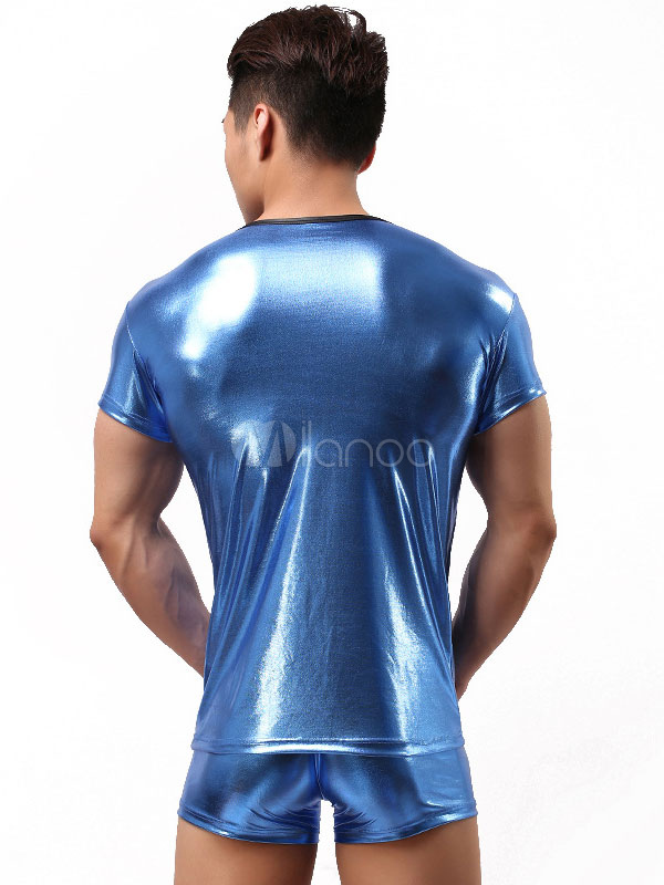 Sexy Gay Costume Men's Glitter Clubwear Top Muscle Fit T Shirt ...