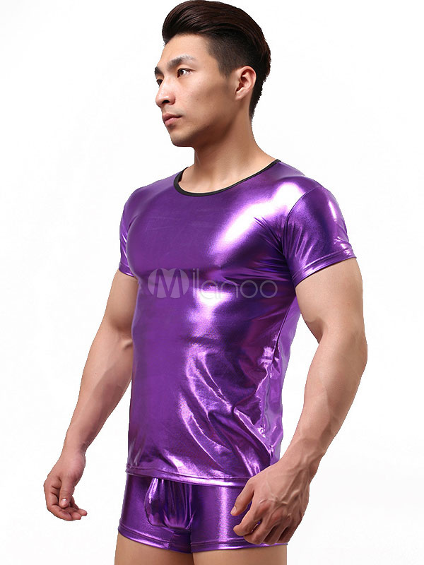 Sexy Gay Costume Men's Glitter Clubwear Top Muscle Fit T Shirt ...