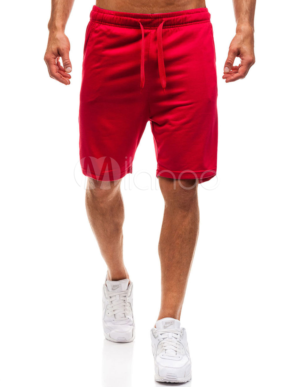 mens red sweat shorts