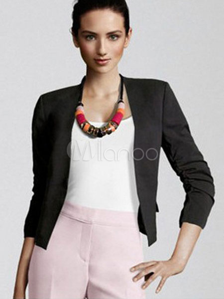 Blazer Casual Jacket Pink Women Long Sleeve Spring Coat - Milanoo.com