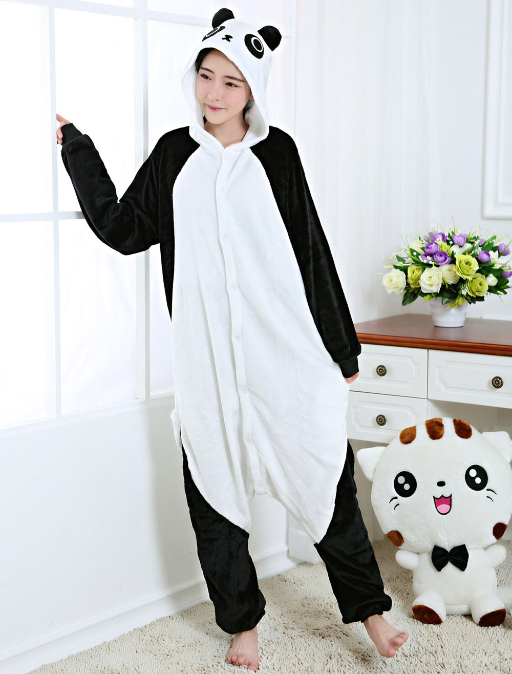 Disfraz Disfraz de Kigurumi Adulto de oso panda estilo para adultos blanco Carnaval - Costumeslive.com