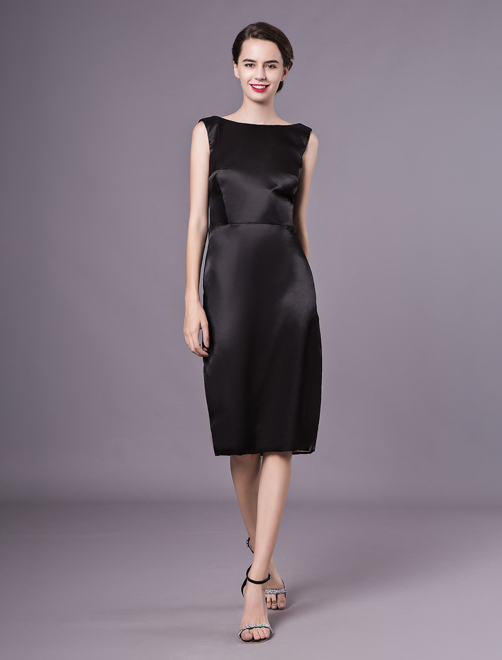 black silk cocktail dress