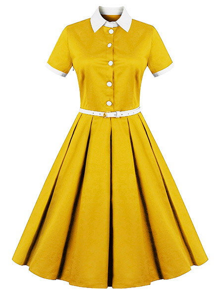 yellow retro dress