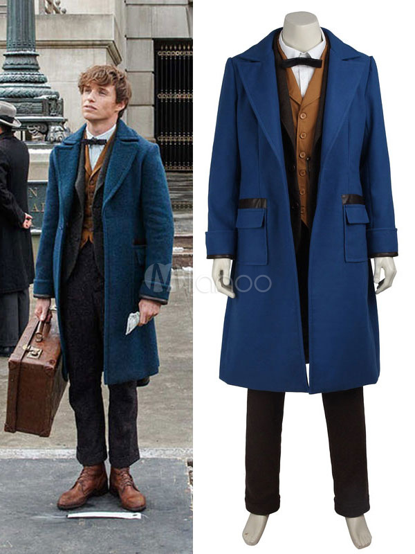 Fantastic Beasts And Where To Find Them Newt Scamander Cosplay Blue Jacket  Long Jacket 