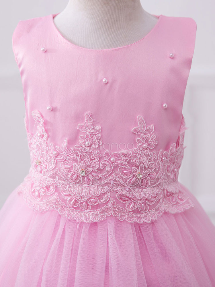 Flower Girl Dresses Pink Round Neck Sleeveless Princess Tutu Dress ...