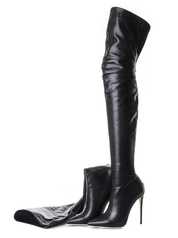 black over the knee boots pointed toe