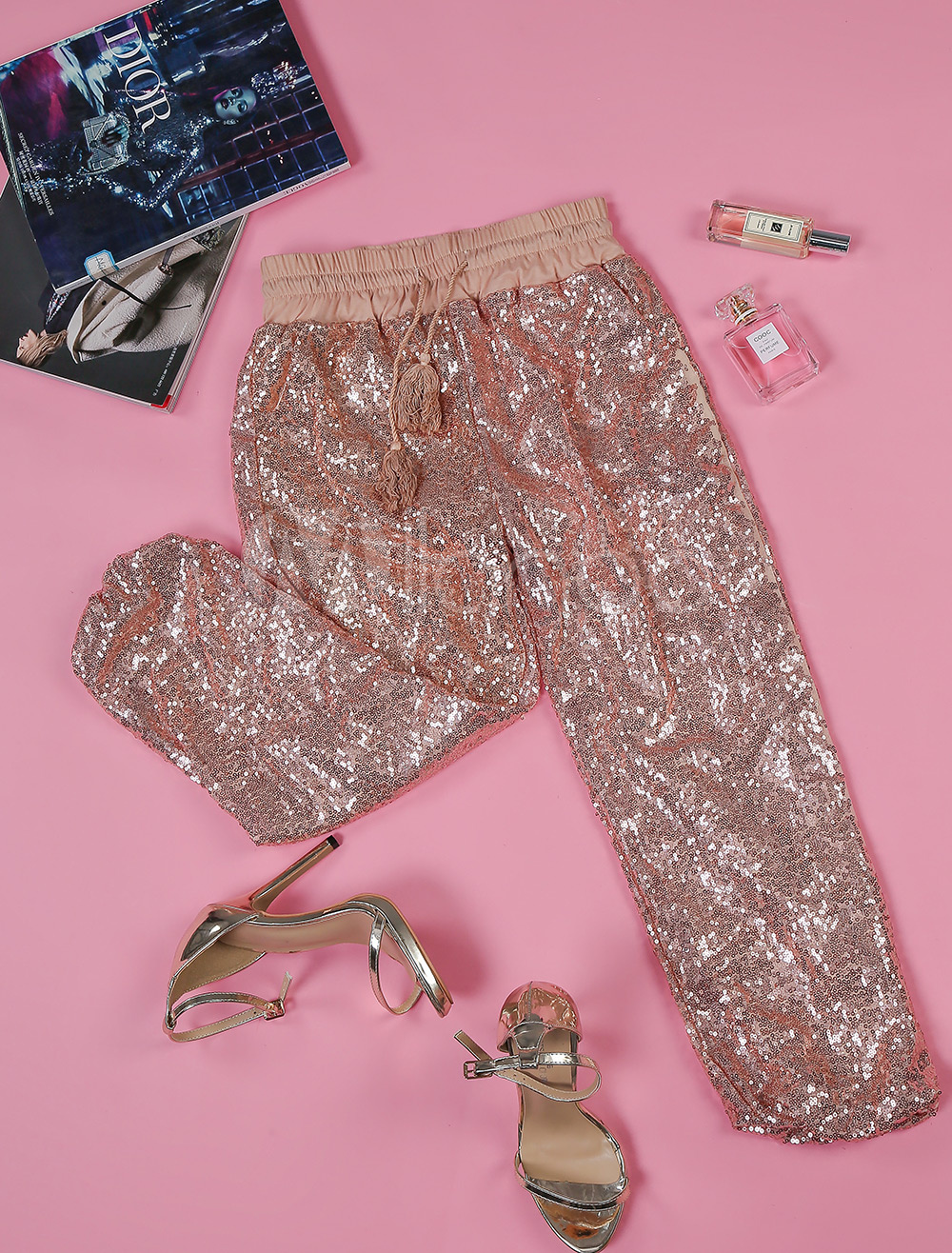 pink sequin joggers