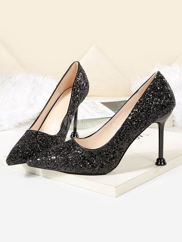 Glitter Prom Schuhe Champagner Spitz High Heels Damen Party Schuhe