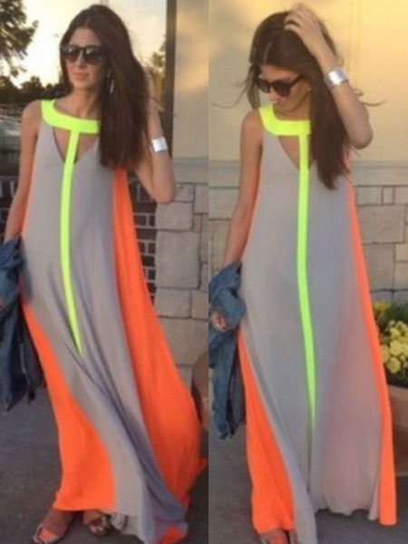 maxi dress color block