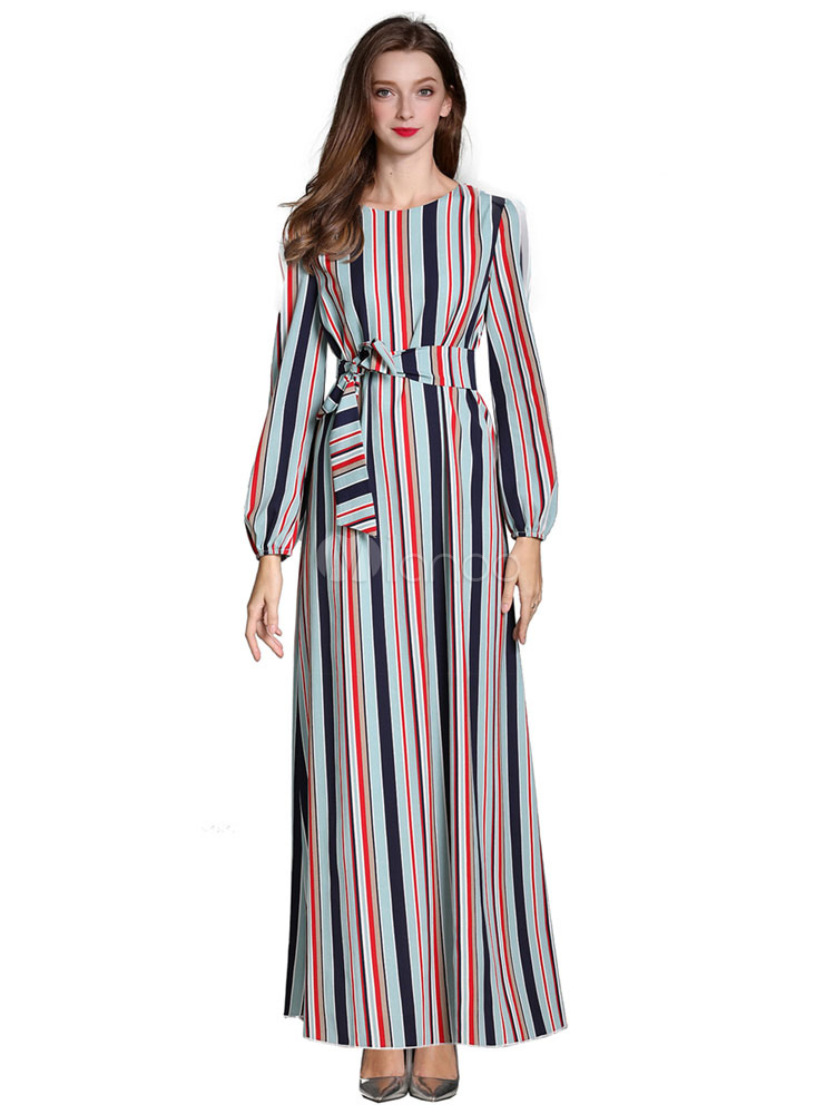 striped maxi dress long sleeve