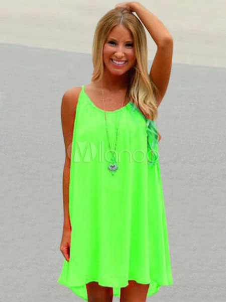 neon green slip dress