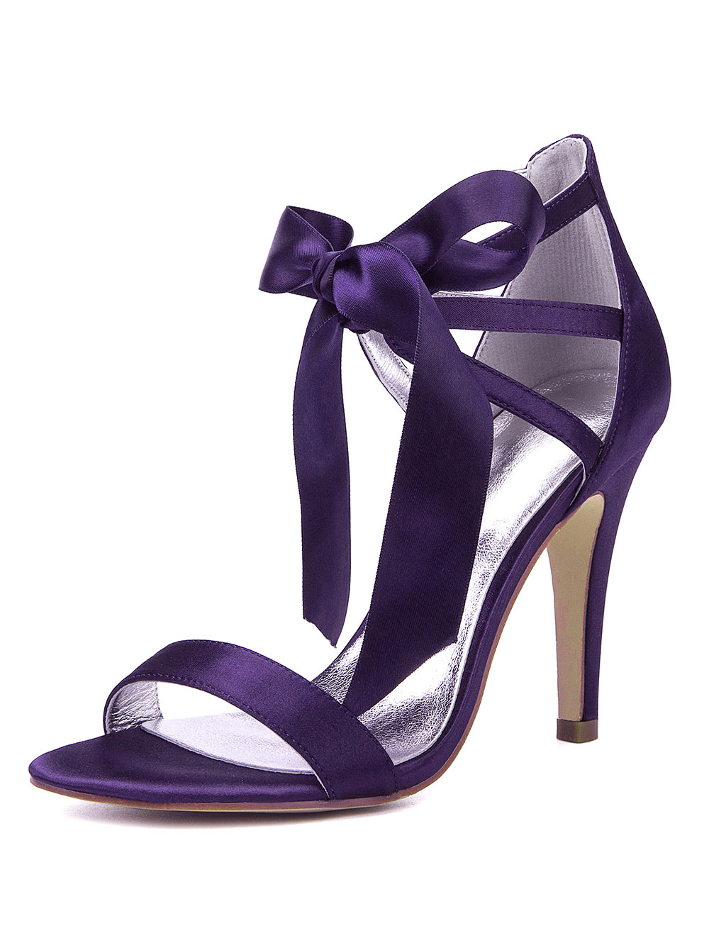 Satin Mother Shoes Purple Open Toe Cut 