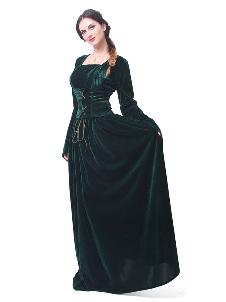 Costumes Costumes | Victorian Dress Costume Women's Green Medieval Renaissance Long Trumpet sleeves Witch Queen Gown Victorian E