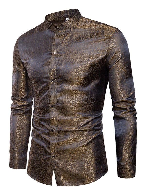 Burgundy Dress Shirt Designed Neckline Patterned Long Sleeve Shirt For ...