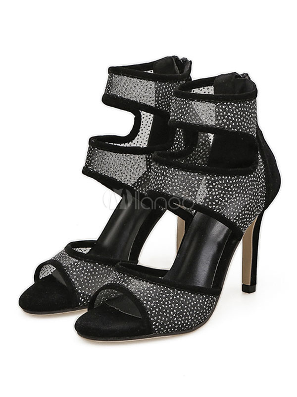 black strappy evening shoes