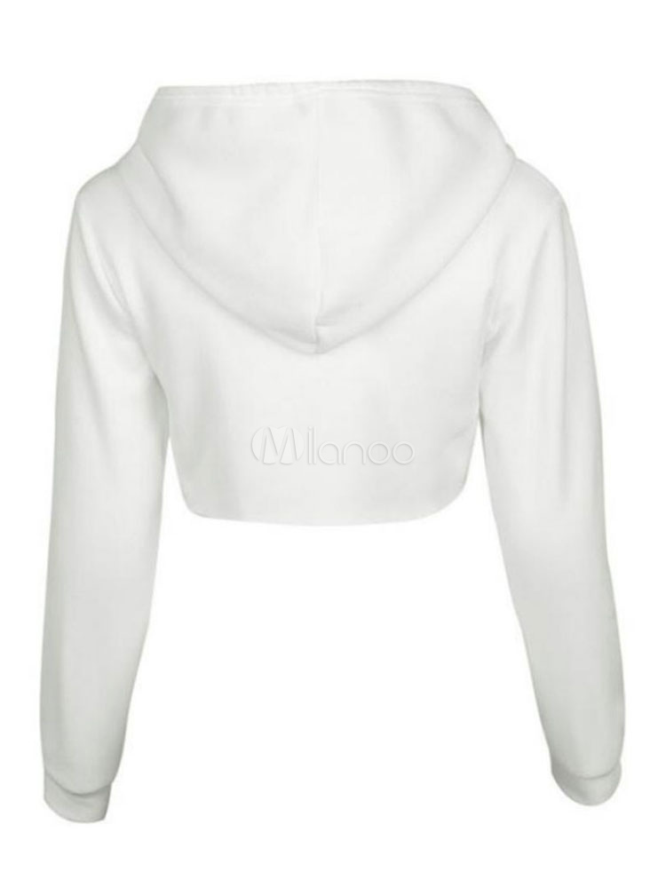 women's white cropped hoodie