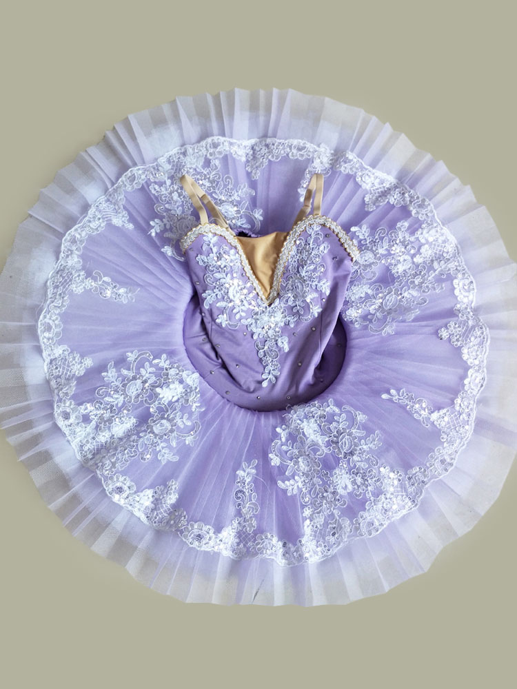 Costume de danse de Ballet pour enfants robes Tutu de ballerine violettes avec appliques de perles