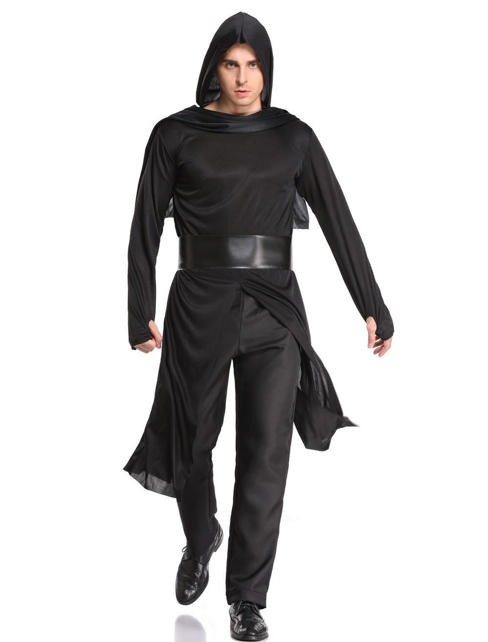 Men Ninja Warrior Master Costume Black Outfit Halloween
