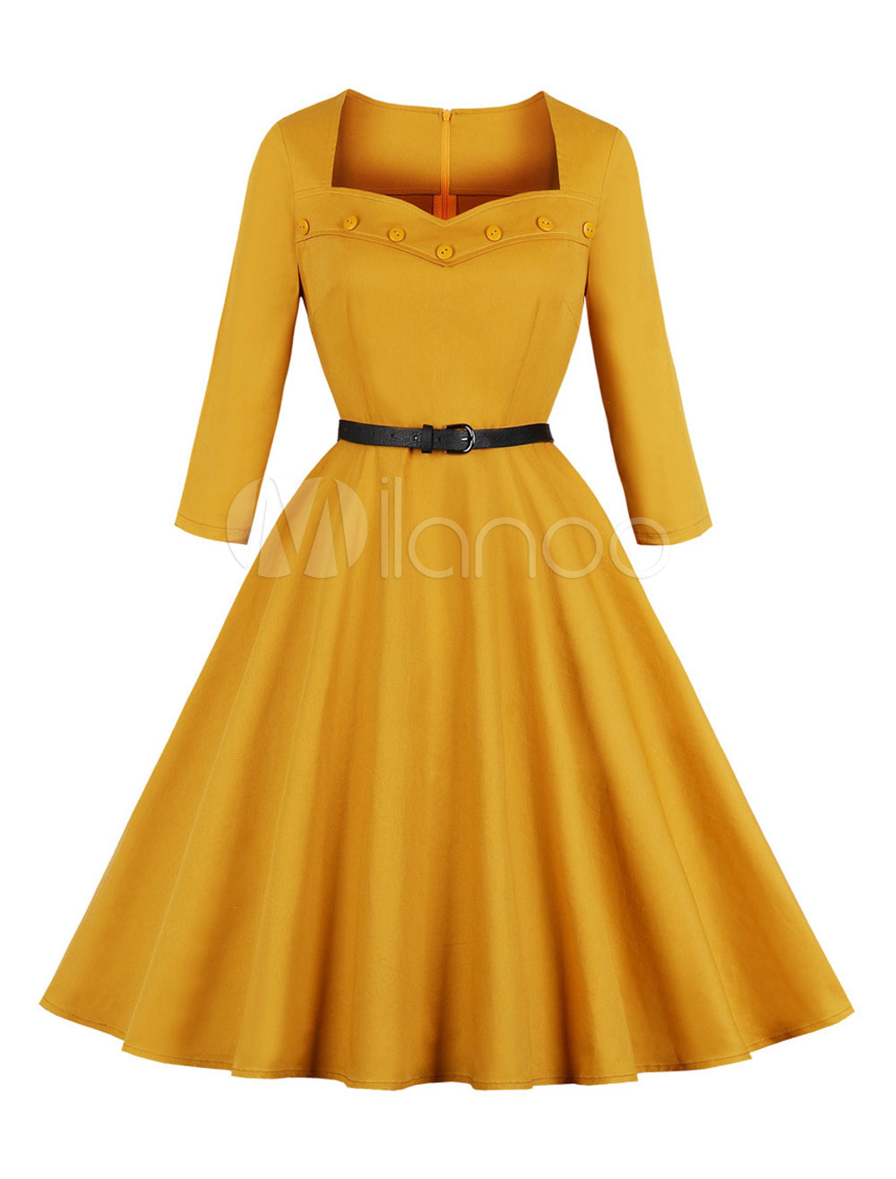 yellow rockabilly dress