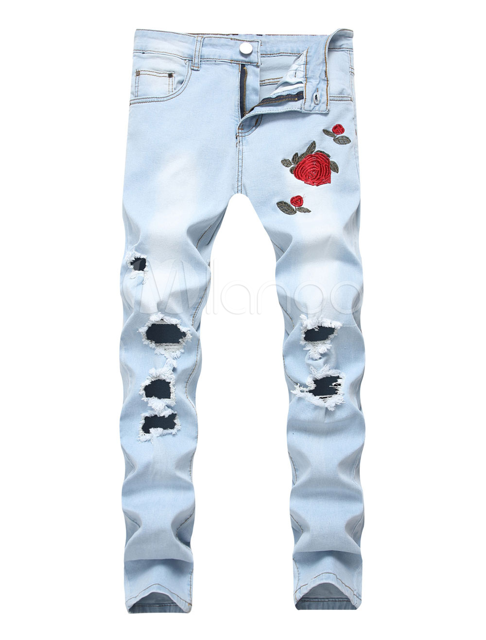 sky blue ripped jeans for mens