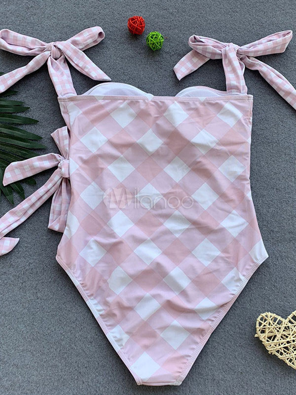 pink plaid bathing suit