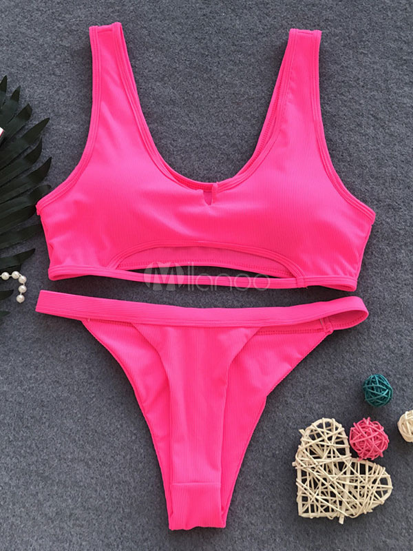 Sexy Neon Bikini Swimwear Cut Out Beach Bathing Suits For Women ...