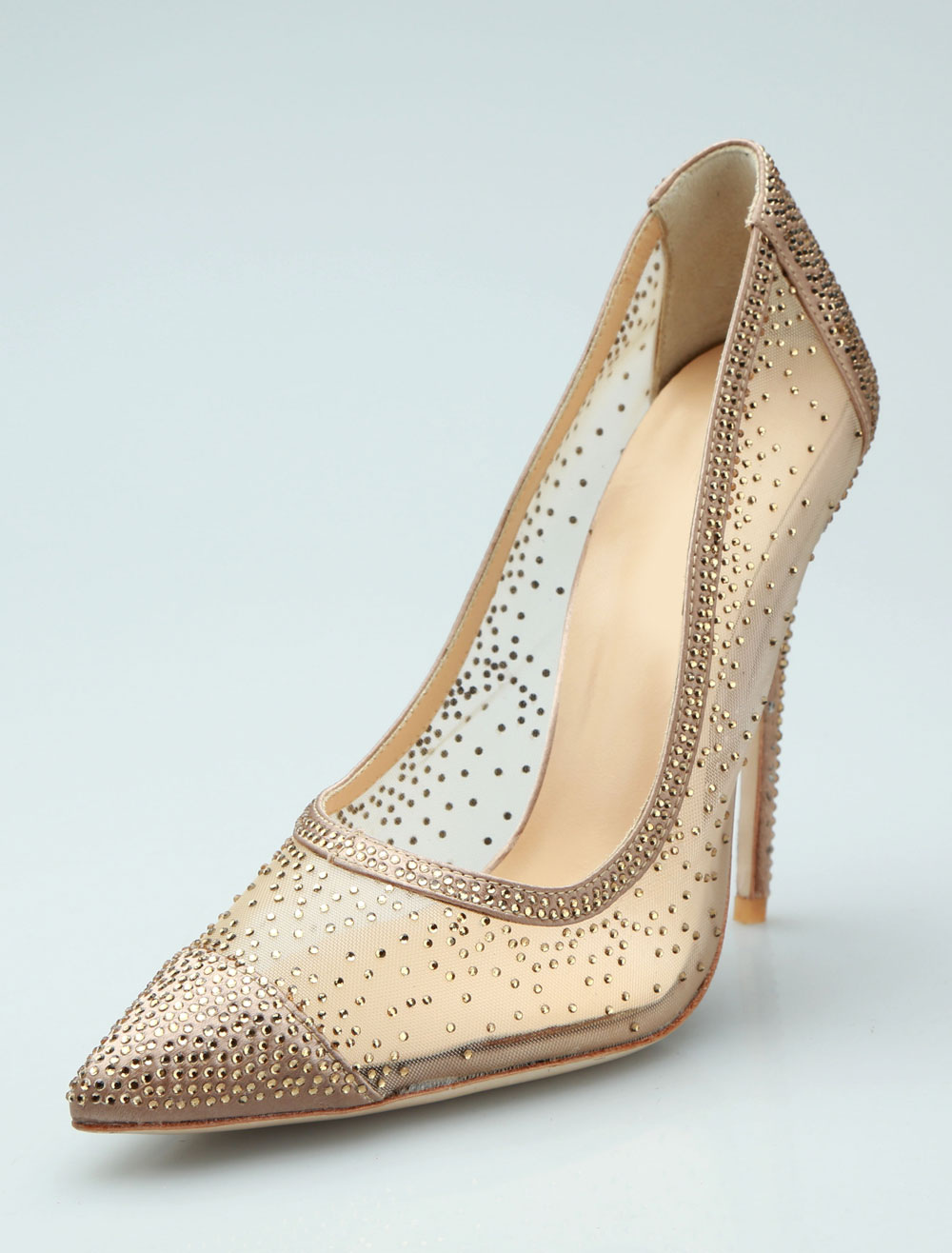 gold color high heels