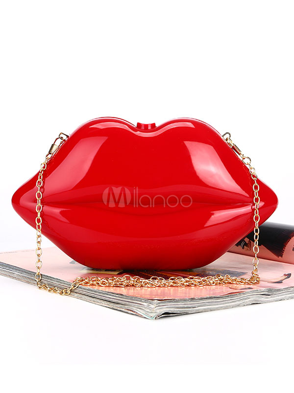 リップクラッチバッグ赤の結婚式の財布ブライダルイブニングバッグ Milanoo Jp