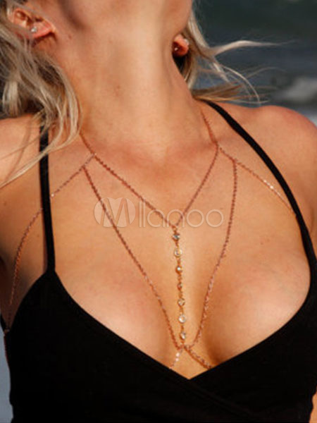 Купить за $7.99 - Beach Body Chain Bikini Bralette Jewelry Gift For Her - К...