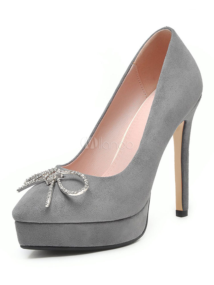 gray platform heels