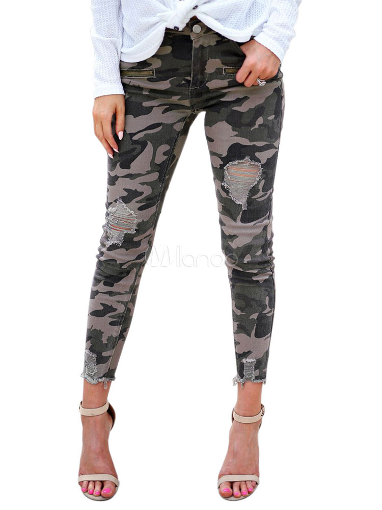 camo ripped skinny jeans