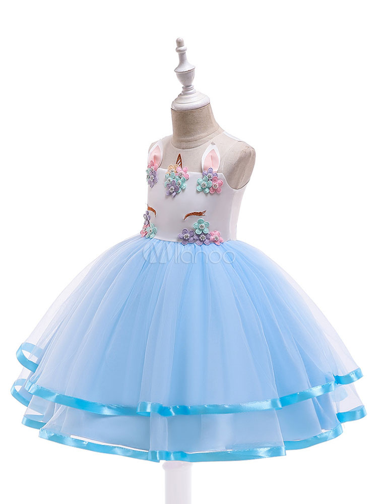 Kids Unicorn Princess Dress Birthday Party Girls Tulle Tutu Dress ...