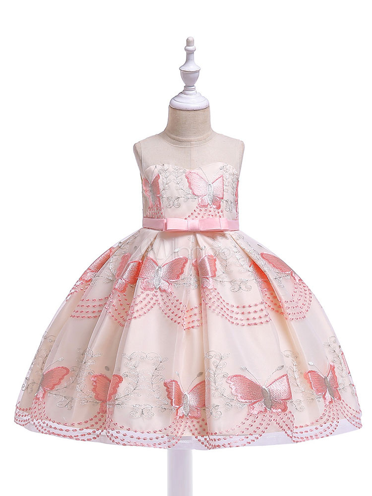 Butterfly Flower Girl Dresses A Line Bow Sash Kids Wedding Party Dress ...