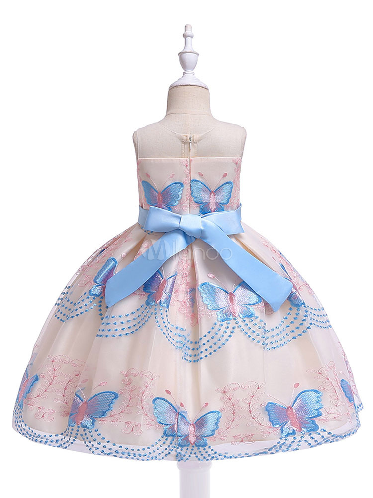 Butterfly Flower Girl Dresses A Line Bow Sash Kids Wedding Party Dress ...