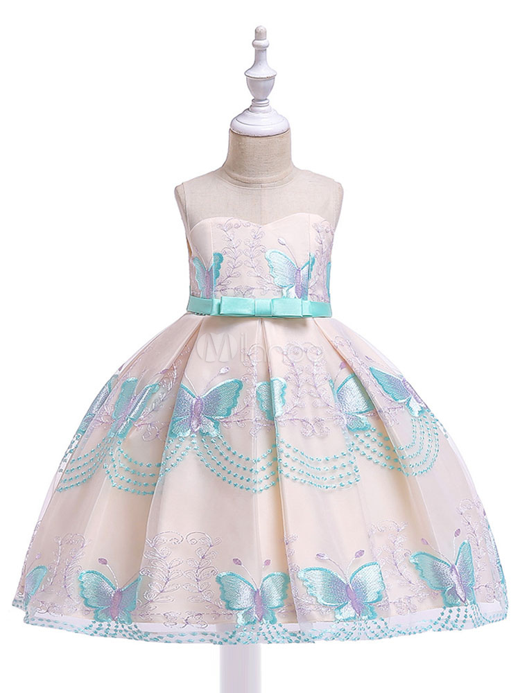 Butterfly Flower Girl Dresses A Line Bow Sash Kids Wedding Party Dress ...