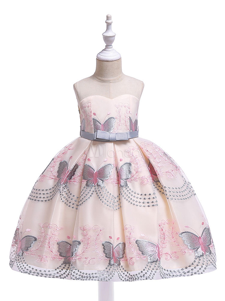 Butterfly Flower Girl Dresses A Line Bow Sash Kids Wedding Party Dress ...