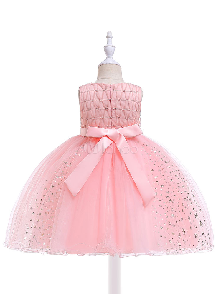 Flower Girl Dresses Bow Sash Beaded Pearls Bows Kids Tutu Dress ...