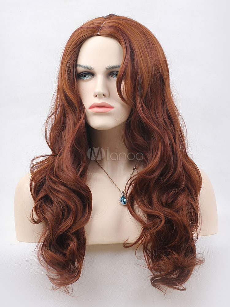 Ginger Hair Wigs Women Tousled Long Curly Synthetic Wigs