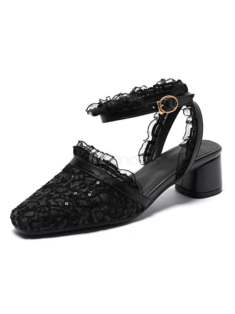 square toe block heel black