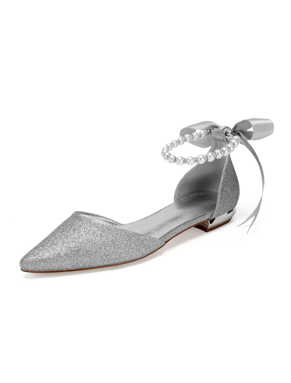 glitter pointed flat shoes