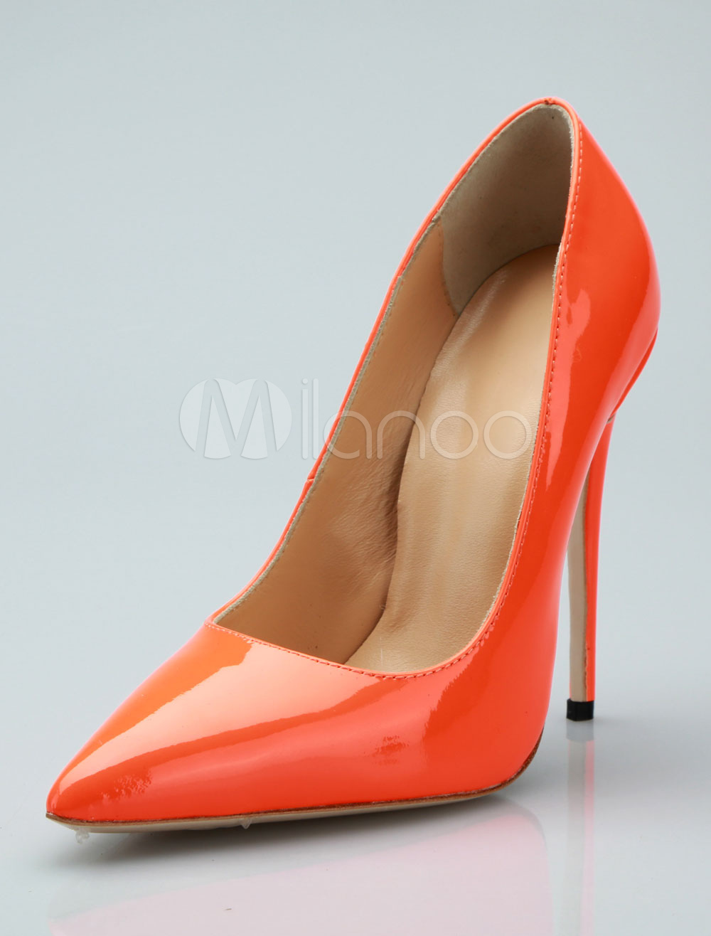 Women High Heels Orange Pointed Toe 
