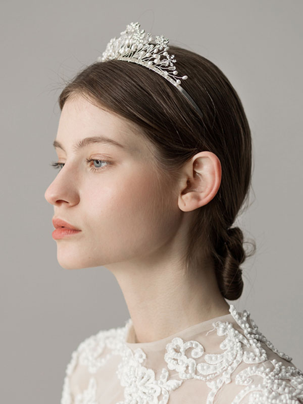 Silver Wedding Tiara Crown Pearl Headpieces Bridal Hair Accessories ...