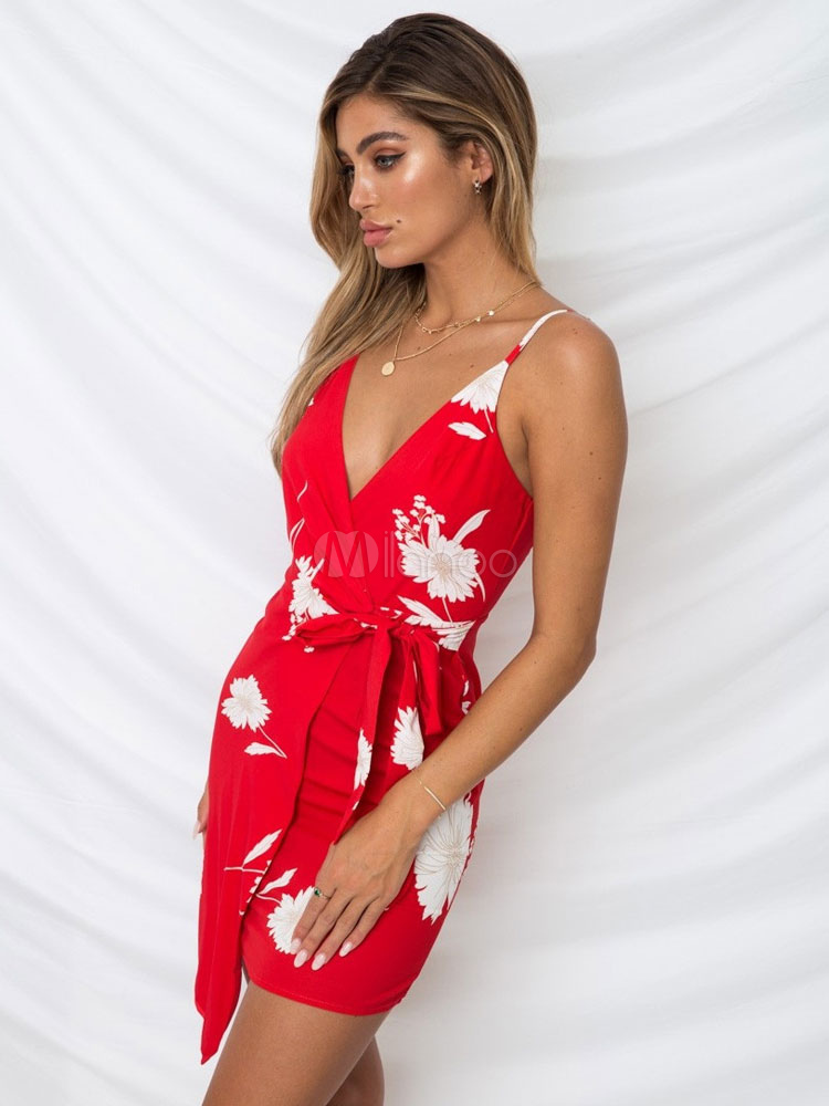 Robe Moulante Sexy Robe Imprimée à Imprimé Floral Pour Femme Robe Dété Sans Manches 3723