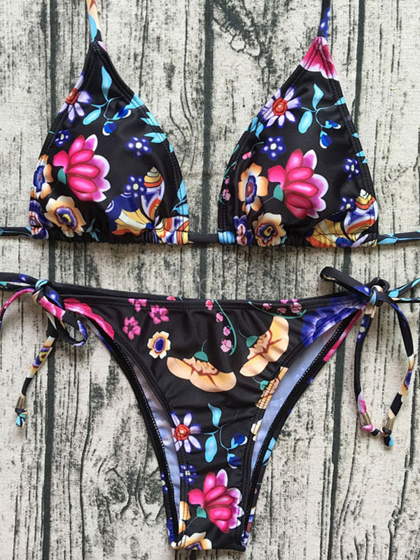 Sexy String Bikini Floral Print String Bikini Beach Bathing Suit Women ...