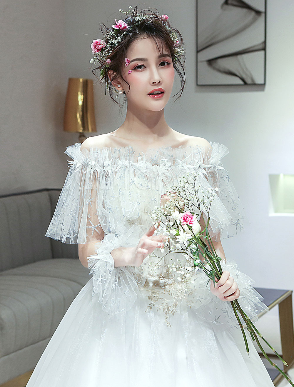 Wedding Wraps Sets Ruffles Tulle Oversleeves Shawl Bridal Cover