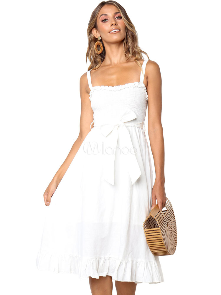 white sleeveless summer dress